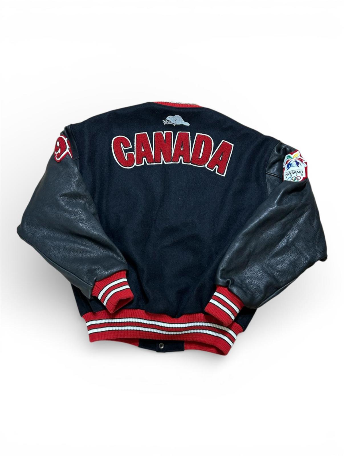 Roots Athletics bomber in pelle vintage made in canada olimpiadi nagano 1998