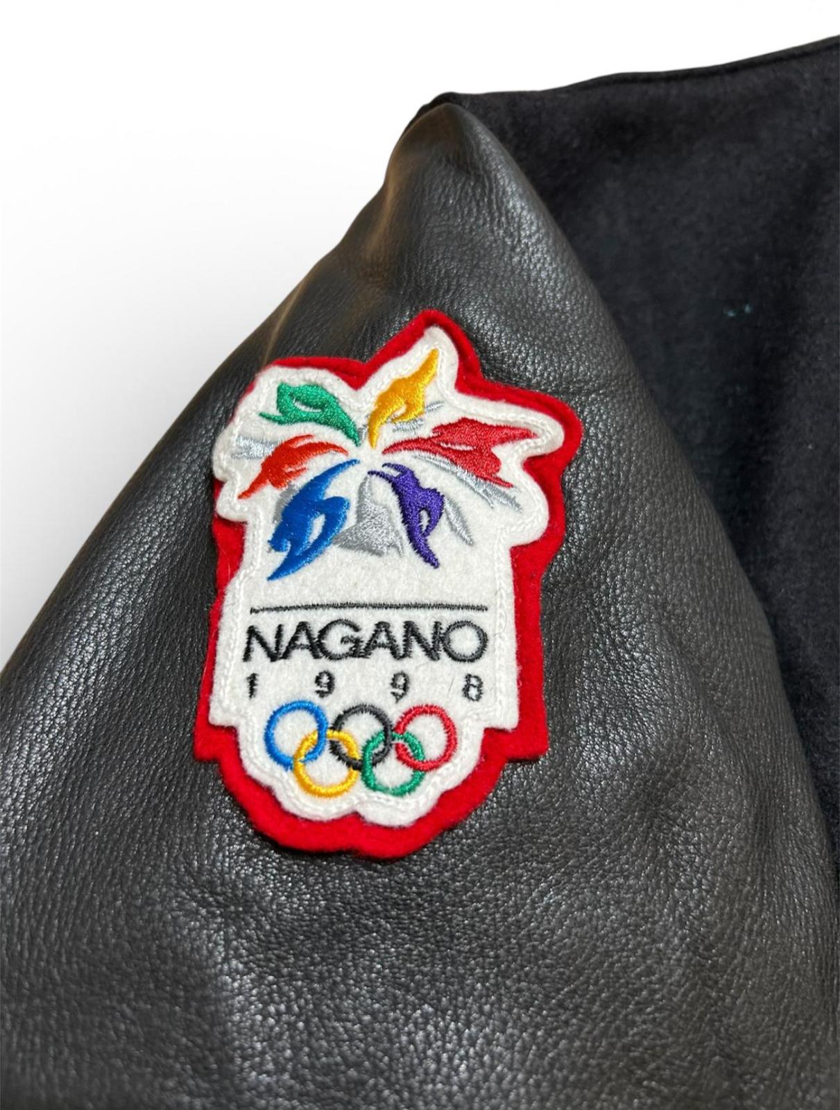 Roots Athletics bomber in pelle vintage made in canada olimpiadi nagano 1998